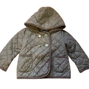 Brown Quilted Hooded Jacket